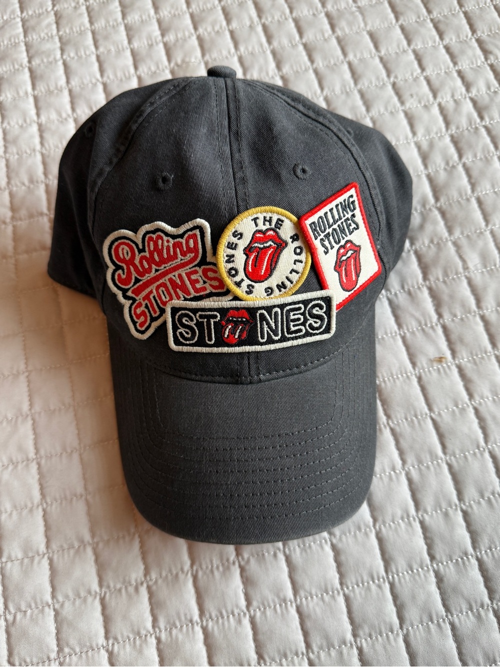 American Needle Black Baseball Cap with Red Rolling Stones Patch